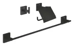 Grohe QuickFix Start Cube &ndash; 3-os-1 vannitoa aksessuaaride komplekt, mattmust, 411242430
