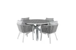 Parma Table &oslash; 140 - White/Grey+Virya Dining Chair - White Alu / Grey cushion _4