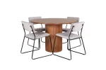 Bianca Round Dining Table - Walnut / Black Veneer+Kenth Chair - Black / Light Grey Velvet_4