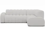 Villeo corner sofa with sleeping function and extendable seat, white velvet, right-hand, Modern, White