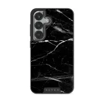 Noir Origin - Black Marble Samsung Galaxy S25 Plus Case, Elite Dark (Magnetic) / Silver