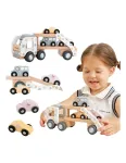 VIGA PolarB Wooden Car Transporter 3 Cars Driver 18m+