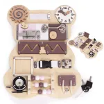 Wooden Sensory Busy Board for Children Educational Panel Bear 12 Pieces ECOTOYS