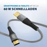 "EFB USB-A- ja USB-C-kaabel, 60 W, QC 3A, 0,5 m"