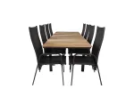 Mexico Dining Table 160/240*90 - Black / Teak+Copacabana Recliner Chair (stackable) - Black Alu / Black Textilene_8