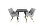 Dipp Dining Table - 120 cm - Black Veneer - Black Legs w. Brass dipp+Velvet D