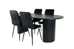 Bianca Oval Dining Table - Black / Black Veneer+Windu Lyx Chair - Black / Black Velvet_4