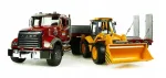 Bruder MACK Granite Low loader truck with JCB 4