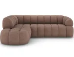 Tontano corner sofa with sleeping function and electrically extendable seat, brown plush, left-hand side, Modern, Brown