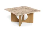 Foley coffee table, Top marble brown Latte, Base oak veneer matt, 80x80x42 cm