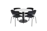 Estelle Dining Table round 106cm White marble / Black Legs - Arrow armchair - Black Legs - Black Velvet 4