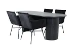 Bianca Oval Dining Table - Black / Black Veneer+Petra Chair - Black / Black Velvet_4