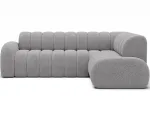 Villeo corner sofa with sleeping function and extendable seat, grey chenille, right-hand, Modern, Gray