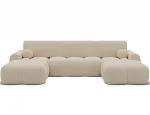 Vianetto corner sofa with sleeping function and storage compartment, light beige chenille, universal, Modern, Beige