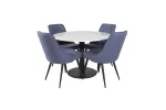 Estelle Round Dining Table &oslash;106 H75 - White / Black+Velvet Deluxe Dining Chair