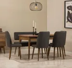 Pikendatav s&ouml;&ouml;gilaua ja toolide komplekt (6 osa), Hanah Home, p&auml;hklipuu antratsiit, 130 x 76 x 80