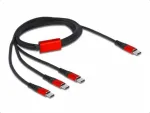 "Delock USB laadimiskaabel 3 in 1 USB Type-C&trade; 3 x USB Type-C&trade;, 1 m, must/punane"