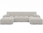 Vianetto corner sofa with sleeping function and storage compartment, white chenille, universal, Modern, White