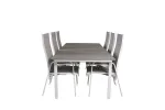 Levels Dining Table 224/324*100 - White Alu / Grey Aintwood +Copacabana Recliner Chair (stackable) - White Alu / Grey Textilene_6