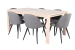 Slider Extention Table - White Wash - 170+40+40cm +Velvet Stitches Chair - Black / Grey Micro Fibre_6