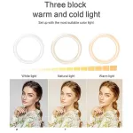 LED-ring l&auml;bim&otilde;&otilde;duga 56 cm, v&otilde;imsusega 67 W, 3 nutitelefoni hoidikuga