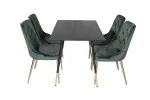 S&ouml;&ouml;gilaud Dipp, Must + 4 tooli Velvet Deluxe, Roheline