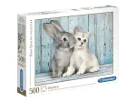 Clementoni 35004 Clementoni-35004-High Quality Collection-Cat and Bunny-500 Pieces, Multicolored