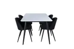 Jimmy Dining Table , Black White HPL+Velvet Dining Chiar , Black legs, Black Fabric_4