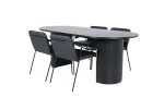 Bianca Oval Dining Table - Black / Black Veneer+Tvist Chair - Black / Black PU_4