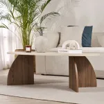 Kohvilaud, Hanah Home, travertiin, Venezia p&auml;hklipuu, 120 x 40 x 60