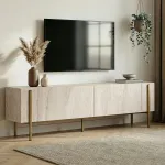 TV-alus, Hanah Home, travertiin, kuldne, 180 x 45 x 30