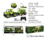 Green tractor 1:24 with remote control Mercedes Benz + Wooden trailer with crane
