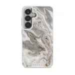 Snowstorm - Grey Marble Samsung Galaxy S25 Case, Elite Light (Magnetic) / Silver