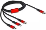 "Delock USB laadimiskaabel 3-in-1 USB Type-C&trade; Lightning&trade; / Micro USB / USB Type-C&trade;, 1 m, must/punane"