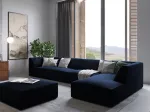 Velvet Modular Right Corner Sofa, "Siena", 5 Seats, 366x180x69 Made in Europe