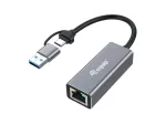 "Varustusadapter USB-C -> RJ45 10/100/1000/2500 Mbps + USB-A"