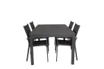 Marbella Dining Table 160/240*100*H75 - Black+Parma Arm Chair (stackable) - Blac