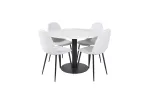 Estelle Round Dining Table &oslash;106 H75 - White / Black+Polar Dining Chair - Black Legs - Light Grey Fabric_4