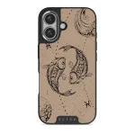 Pisces - iPhone 16 Plus Case, Elite Dark (MagSafe) / Silver / Beige