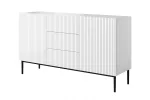 Chest Of Doors Nicole 150 Cm With 3  Drawers - White Mat / Black Legs