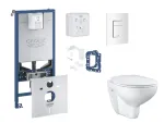 Grohe Rapid SLX &ndash; komplekt: allpaigaldatav veemahuti, WC-pott pehme sulguvaga kaanega, Skate Cosmopolitan nupp ja Fresh &uuml;mberpaigaldamiskomplekt, Alpine White SANI11BB3133