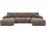 Vianetto corner sofa with sleeping function and storage compartment, light brown velour, universal, Modern, Light Brown