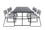 Leif Dining Table , Black Black smoked smoked Glass+Kenth Chair , Black Light Grey Velvet_6