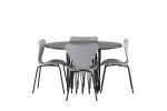 Stone round Dining Table - Black / Mocca Veneer +Estes Dining Chair - Black / Light Grey PP _4