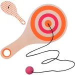Wooden paddle with a ball on a string for playing exercises SP0749