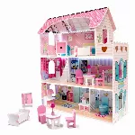 RoGer Wooden Doll House with LED 70cm