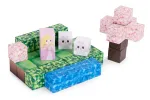 Magnetic Building Blocks Set for Children 96 Pieces Cubes Pink Castle