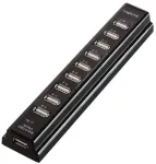 "USB 2.0 10-portiline LogiLink Active Hub koos toiteallikaga, must"