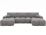 Vianetto corner sofa with sleeping function and storage compartment, light grey velour, universal, Modern, Light grey