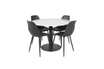 Estelle Round Dining Table &oslash;106 H75 - White / Black+Polar Plastic Dining Chair